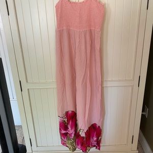 Tommy Bahama pink maxi dress. Large